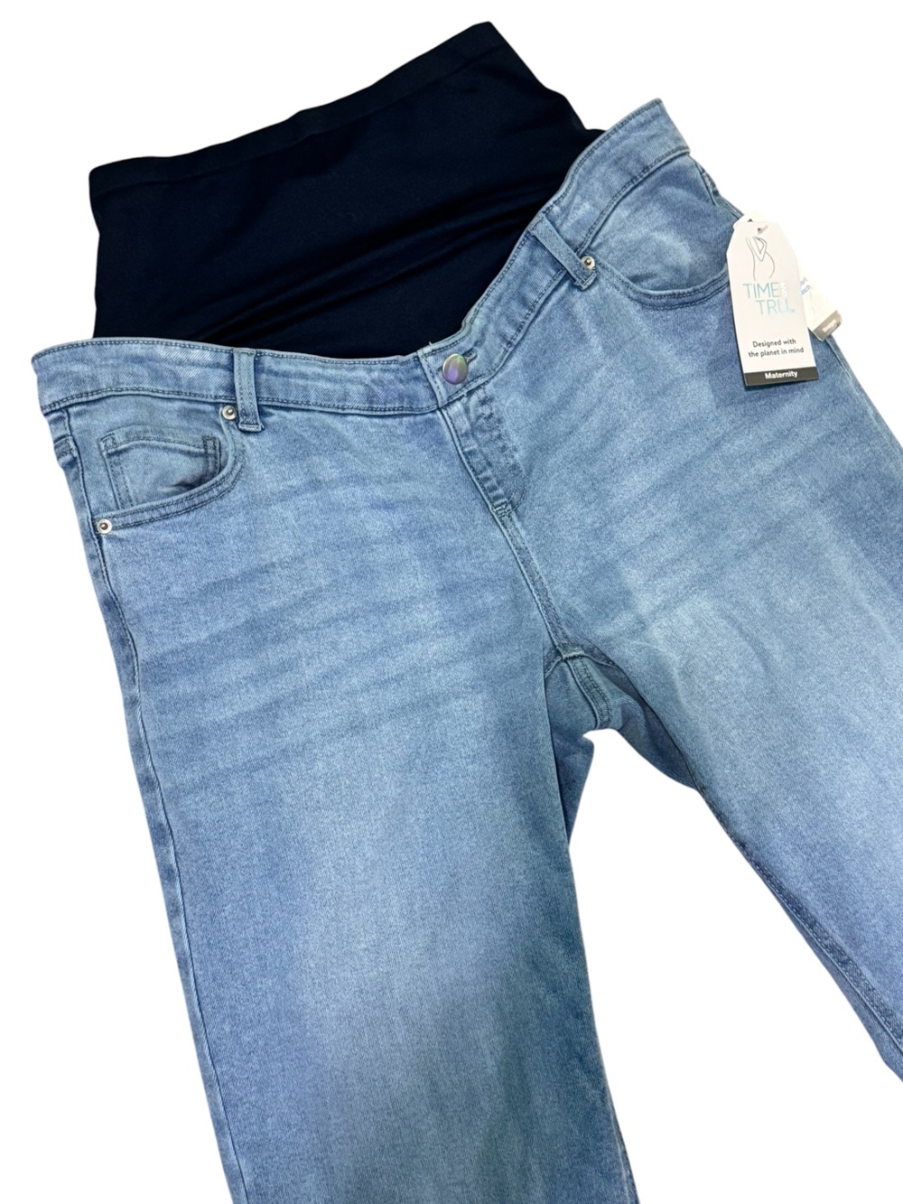 TIME AND TRU Maternity Straight-Leg Jeans L Light Wash NWT - Picture 3 of 12